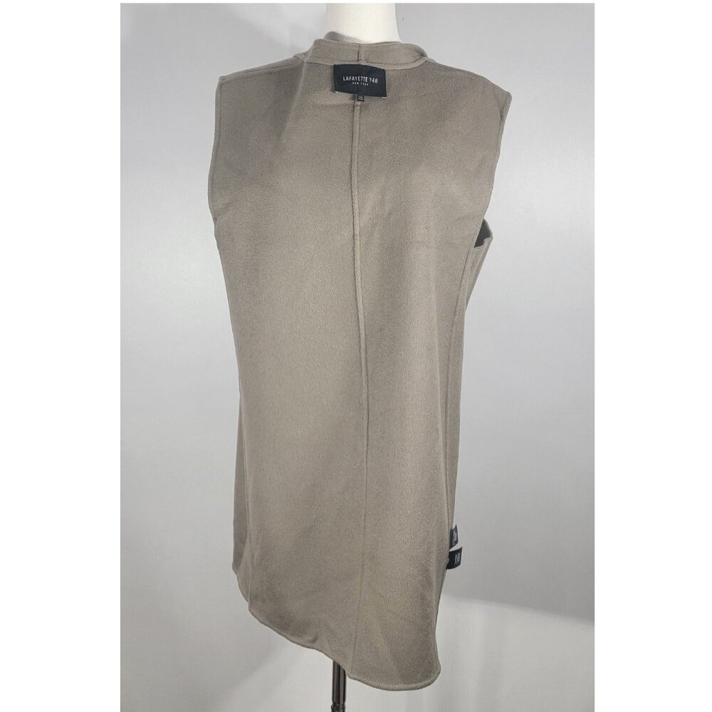 Lafayette 148 NY 100% Cashmere Taupe Long Vest with Monili Detail, Womens Size L - Picture 9 of 11